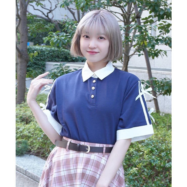 バイカラーシャツポロプルオーバー | axes femme | 詳細画像10 
