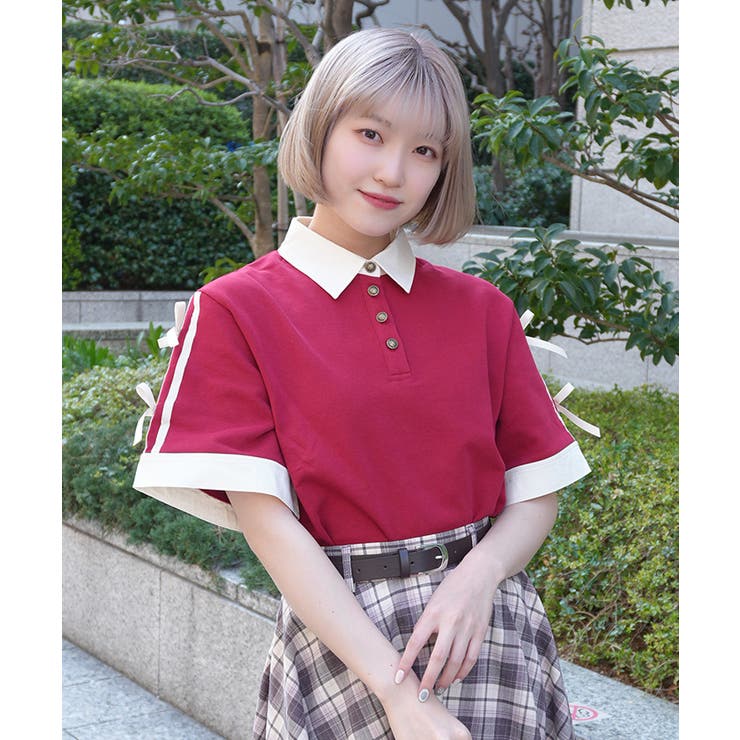 バイカラーシャツポロプルオーバー | axes femme | 詳細画像11 
