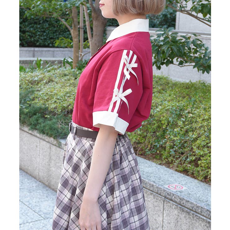 バイカラーシャツポロプルオーバー | axes femme | 詳細画像2 