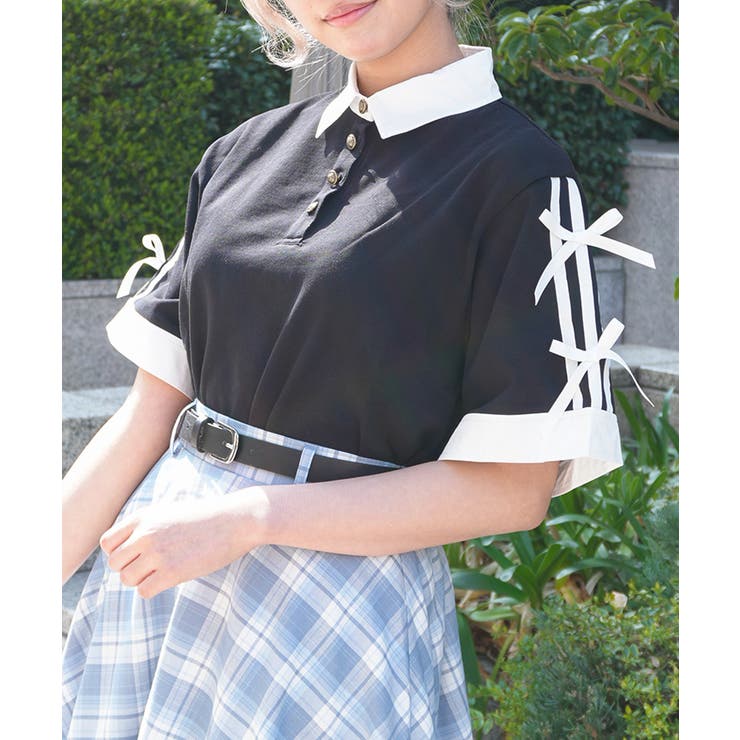 バイカラーシャツポロプルオーバー | axes femme | 詳細画像6 