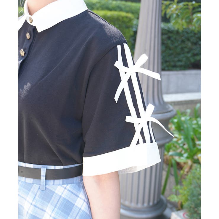 バイカラーシャツポロプルオーバー | axes femme | 詳細画像7 