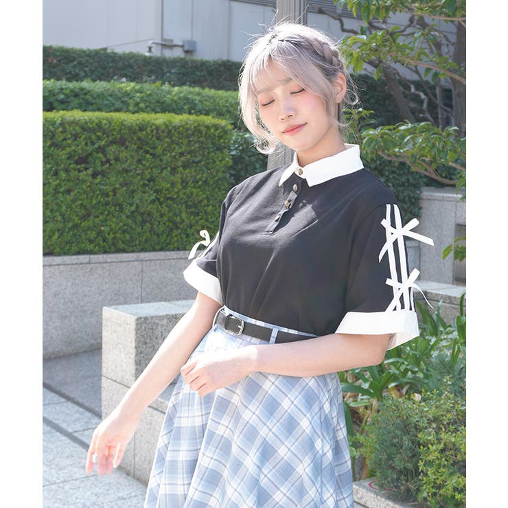 バイカラーシャツポロプルオーバー | axes femme | 詳細画像9 