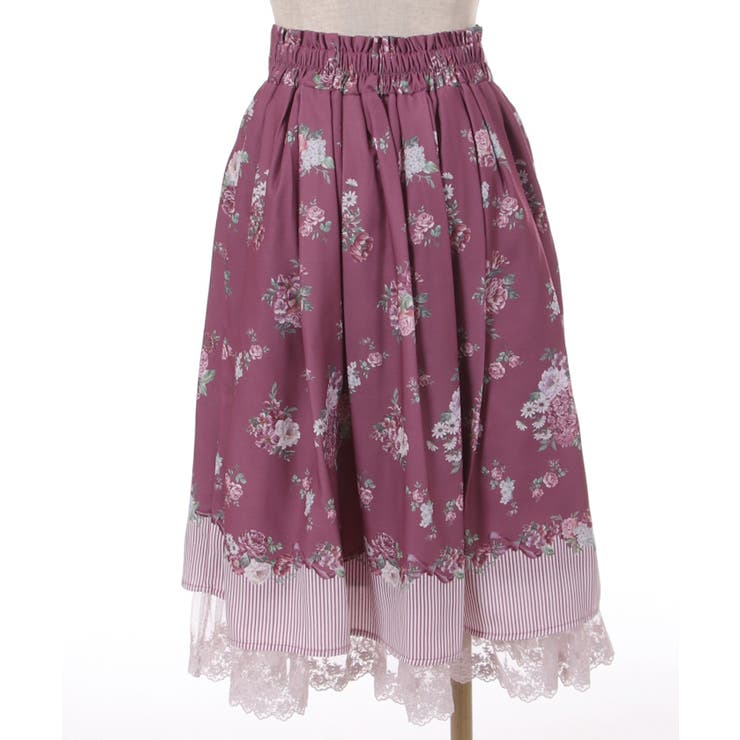 新品未使用　アクシーズ　パールボタンミドルスカート　ピンク　フリー ミディフリルペチスカート | レディース服・レディース