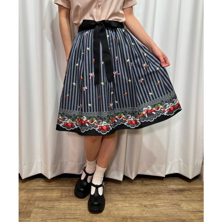 ストロベリーリボンスカート[品番：IGAW0004753]｜axes femme  