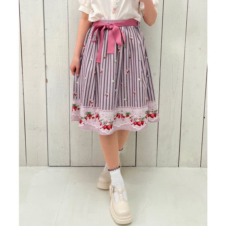 ストロベリーリボンスカート[品番：IGAW0004753]｜axes femme  
