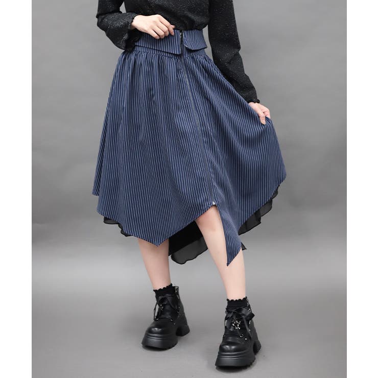 紺 | イレヘムＺＩＰデザインスカート | axes femme