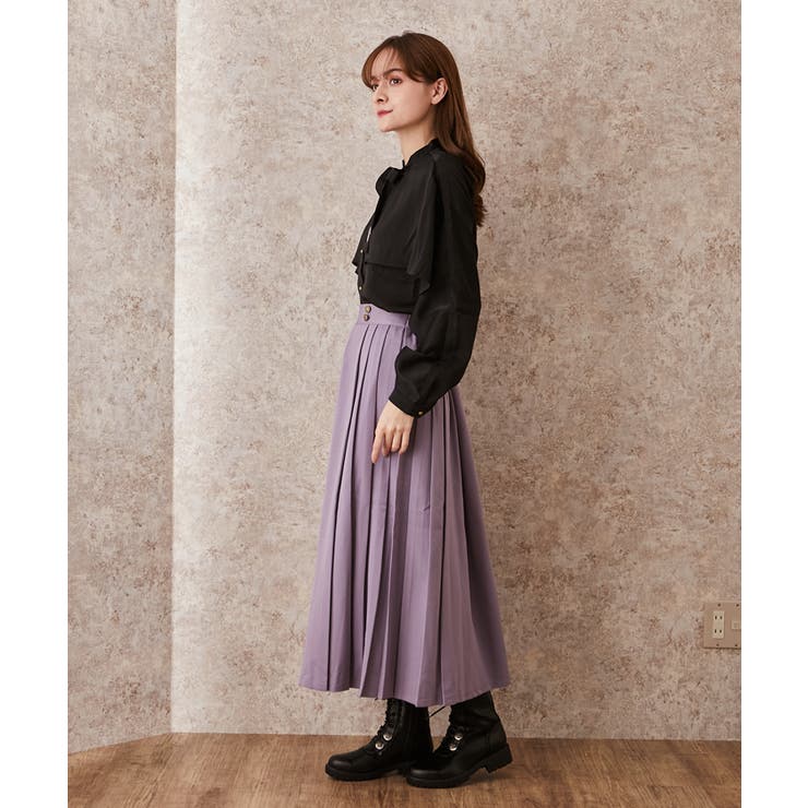 サイドプリーツミディスカート[品番：IGAW0000672]｜axes femme