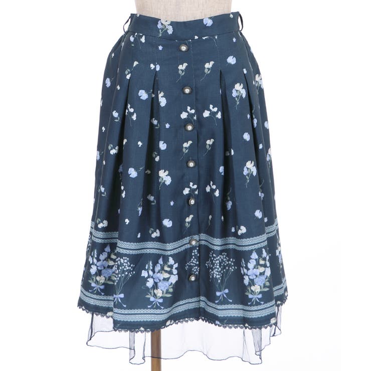 アクシーズファム　フレームパネル柄ドレス　M レース切替ロングドレス | レディース服・レディース