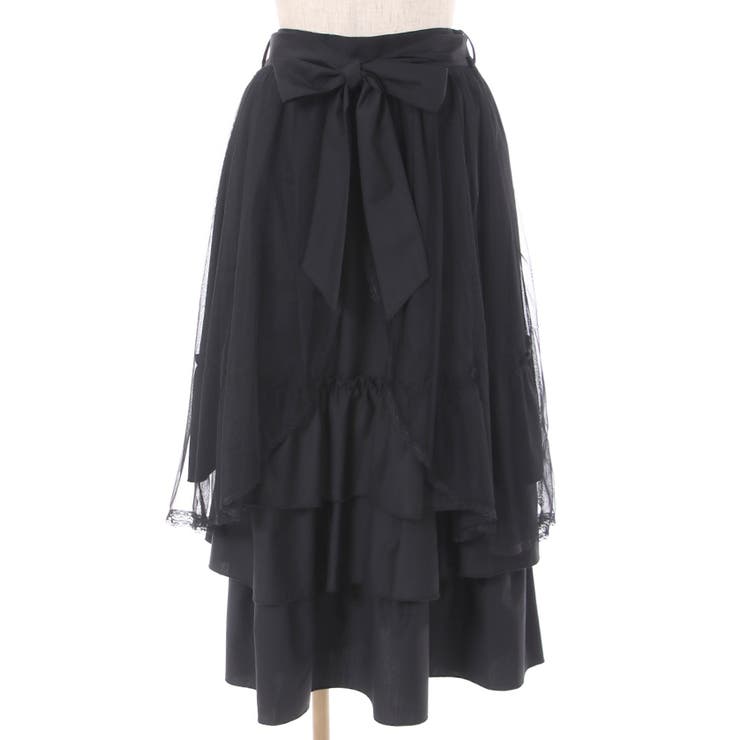 アンミヌ　チュールティアードスカート　ブラック アンミヌ チュールティアードスカート ブラック チュール