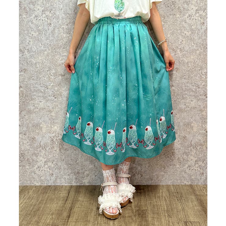 グリーン | クリームソーダ柄スカート | axes femme