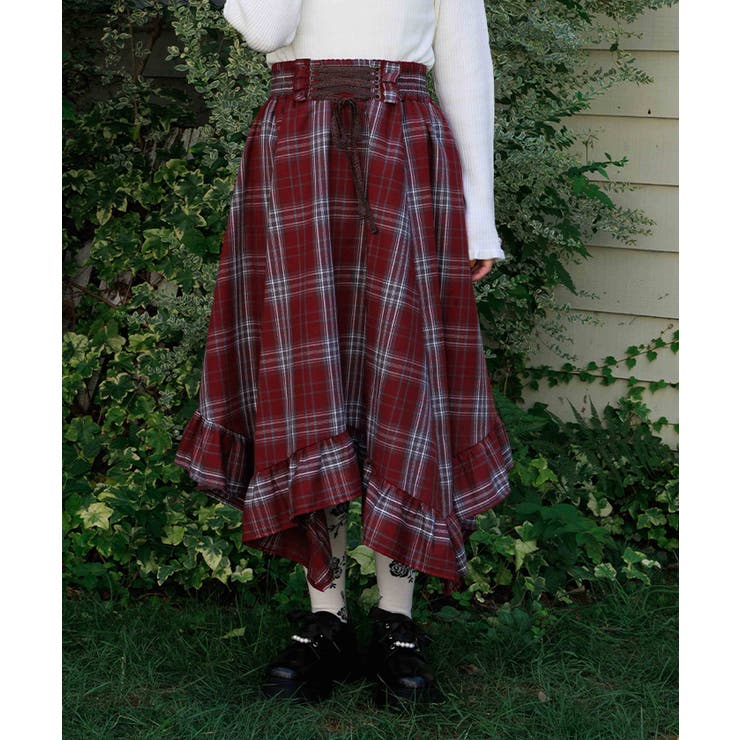 タータンチェックイレヘムスカート[品番：IGAW0006970]｜axes femme