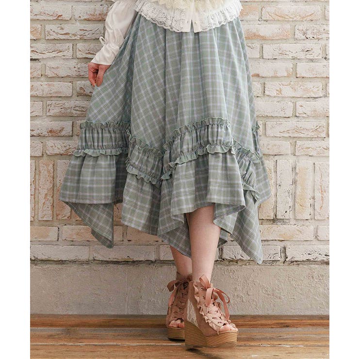 チェックギャザーイレヘムスカート | axes femme | 詳細画像4 