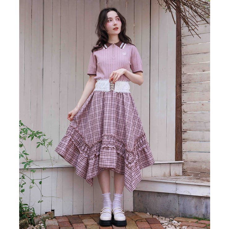 チェックギャザーイレヘムスカート | axes femme | 詳細画像5 