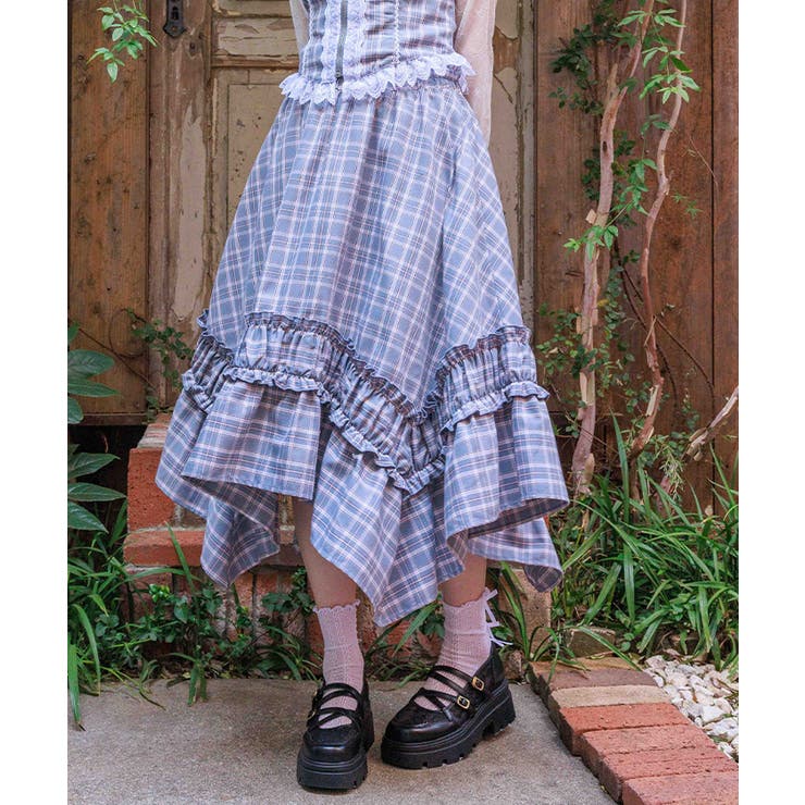 グレー | チェックギャザーイレヘムスカート | axes femme