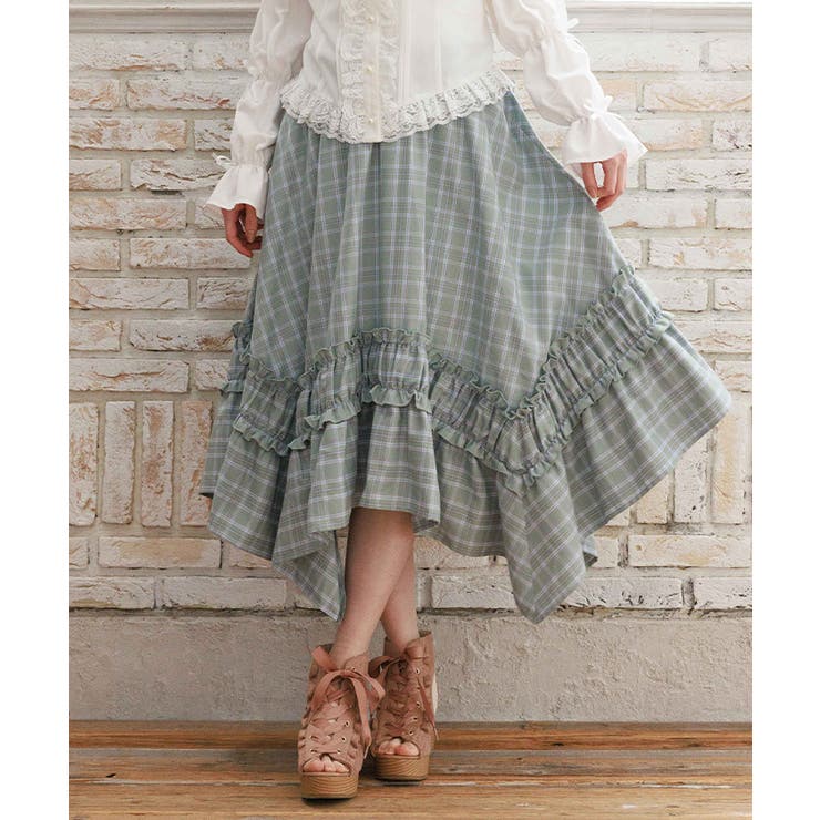 ミント | チェックギャザーイレヘムスカート | axes femme