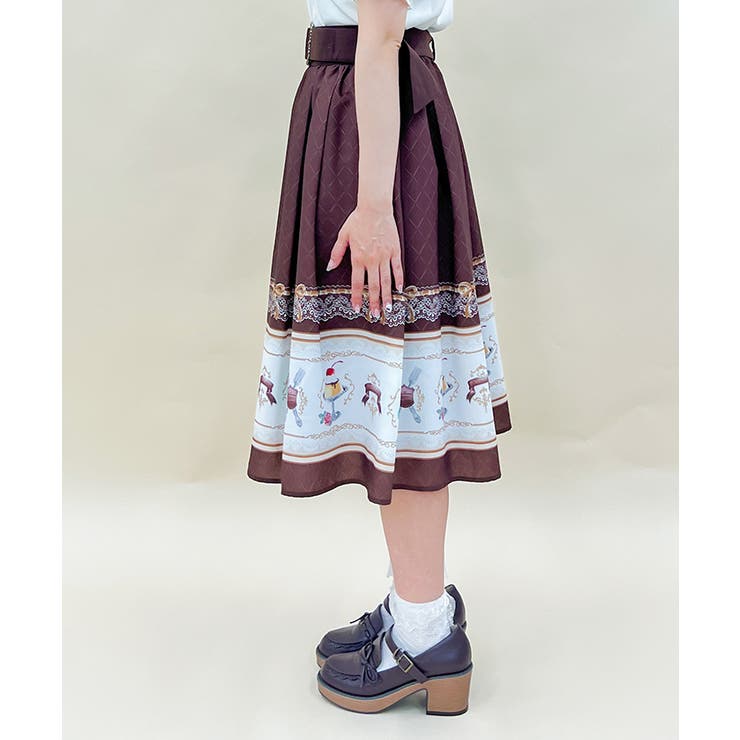 レトロ喫茶ベルト付スカート[品番：IGAW0005090]｜axes femme