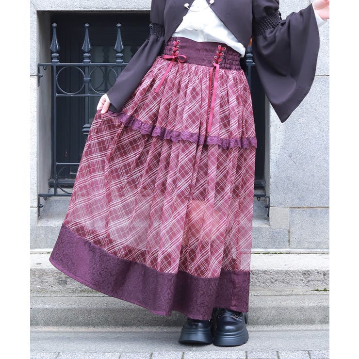 チェックチュールロングスカート | axes femme | 詳細画像10 