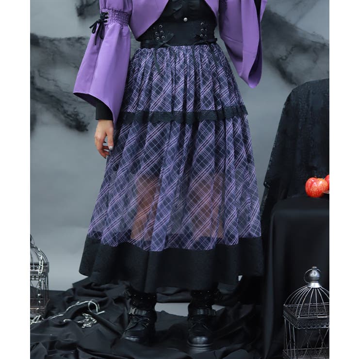 チェックチュールロングスカート | axes femme | 詳細画像11 