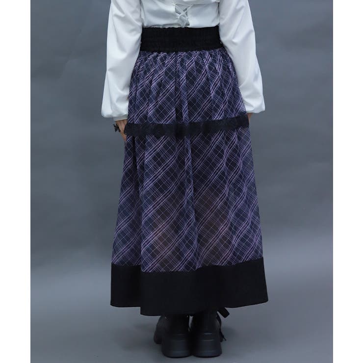 チェックチュールロングスカート | axes femme | 詳細画像3 