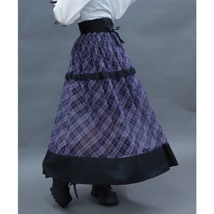 チェックチュールロングスカート | axes femme | 詳細画像4 