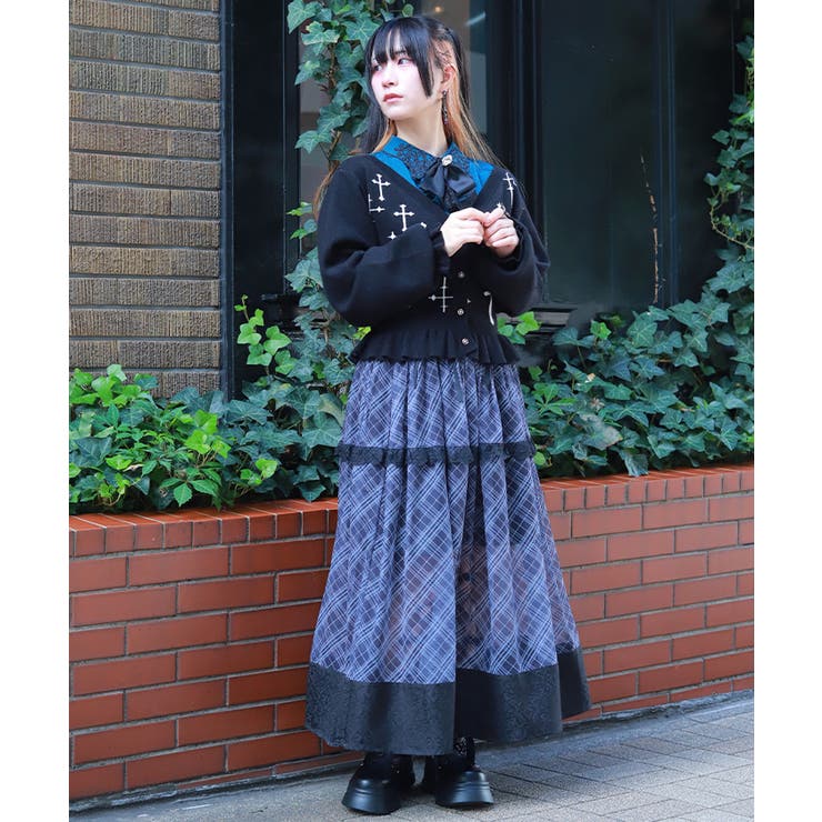 チェックチュールロングスカート | axes femme | 詳細画像6 