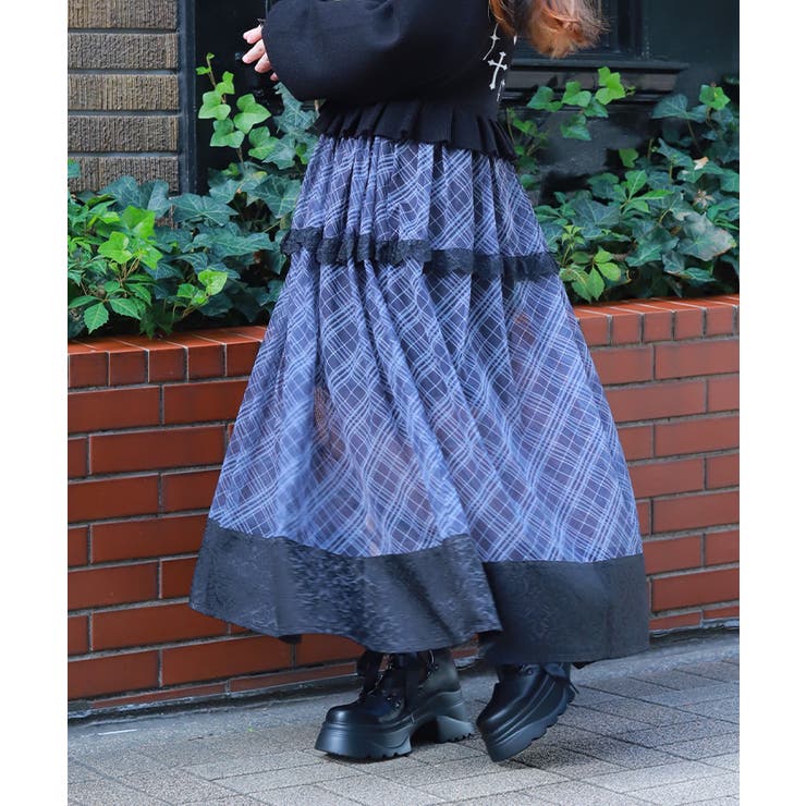 チェックチュールロングスカート | axes femme | 詳細画像7 