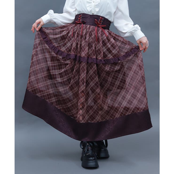 チェックチュールロングスカート | axes femme | 詳細画像8 