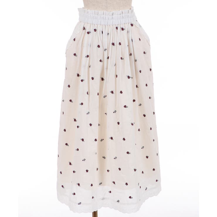 ミニローズ刺繍ロングスカート[品番：IGAW0001822]｜axes femme