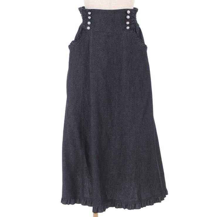 【タグ付き新品】エムズグレーシー♡パール飾りのデニムフレアスカート　40