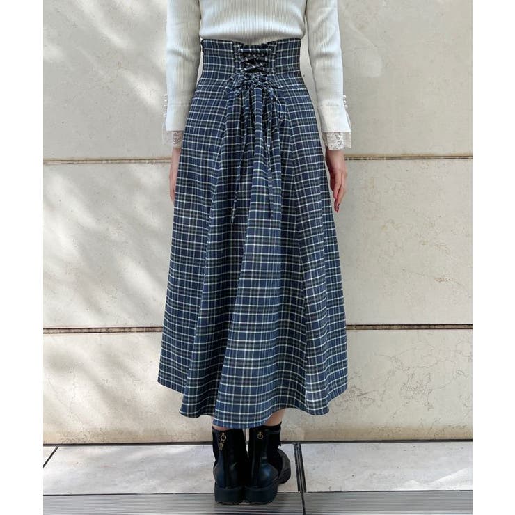 コルセット風チェック柄スカート[品番：IGAW0004423]｜axes femme