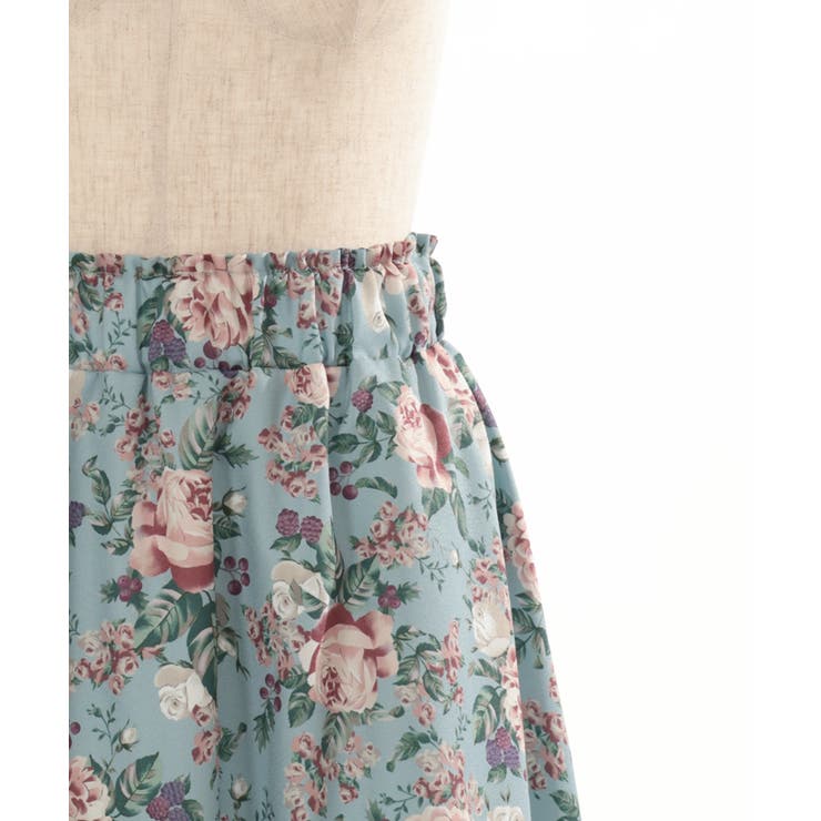 チューリップ柄キルティングフリルスカート チューリップ柄キルティングフリルスカート