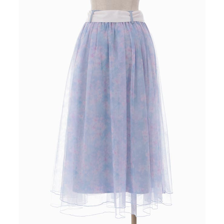 薄紫 スカート 紫陽花柄シアーストライプスカート | レディース服・レディース
