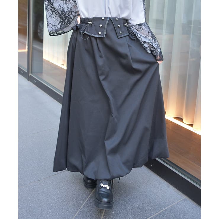 黒 | パイピングバルーンスカート | axes femme