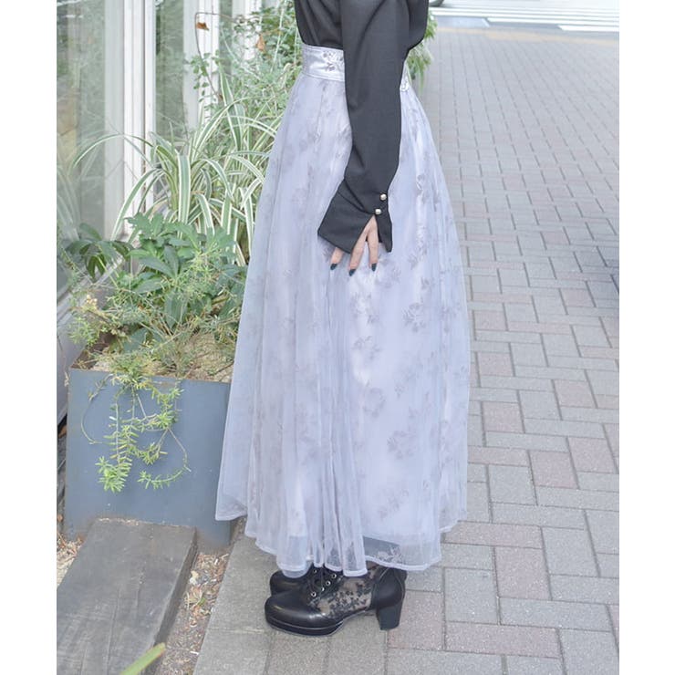 フロッキーチュールスカート[品番：IGAW0006012]｜axes femme