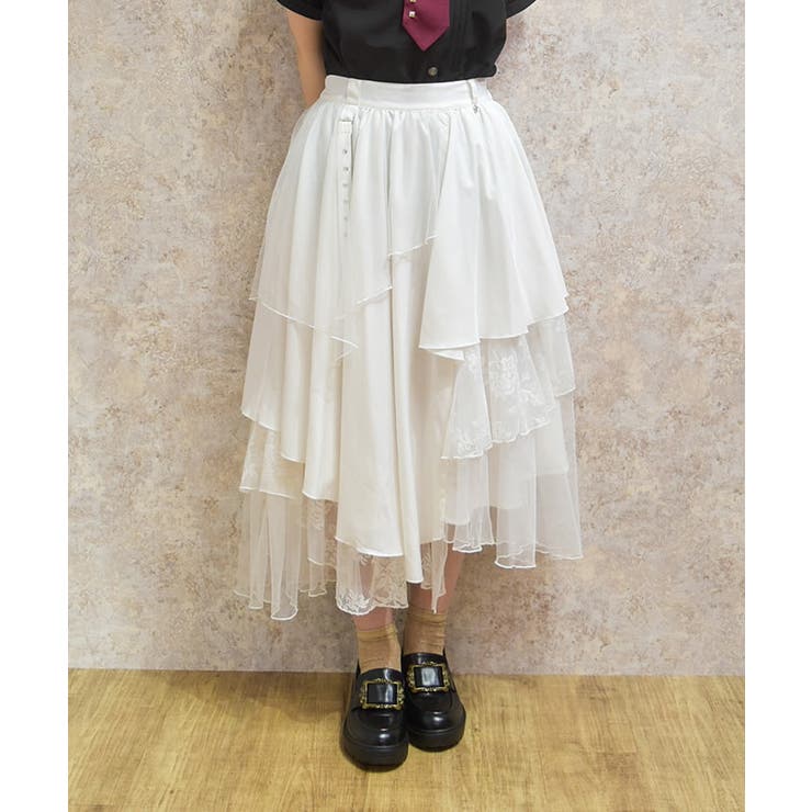 白 | 異素材イレヘムロングスカート | axes femme