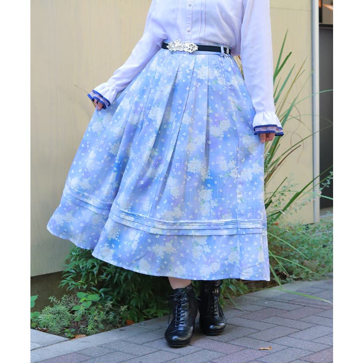 金木犀柄タックスカート[品番：IGAW0006812]｜axes femme