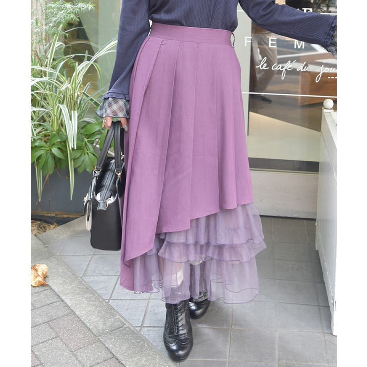 アシメプリーツ×チュールスカート | axes femme | 詳細画像1 