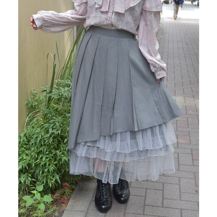 グレー | アシメプリーツ×チュールスカート | axes femme