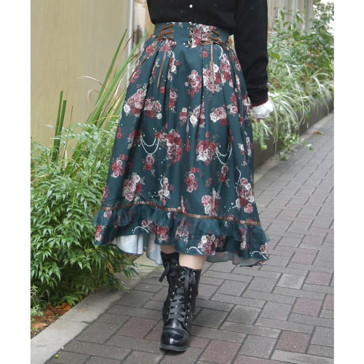 Ｄグリーン | ローズ・オン・フルールスカート | axes femme