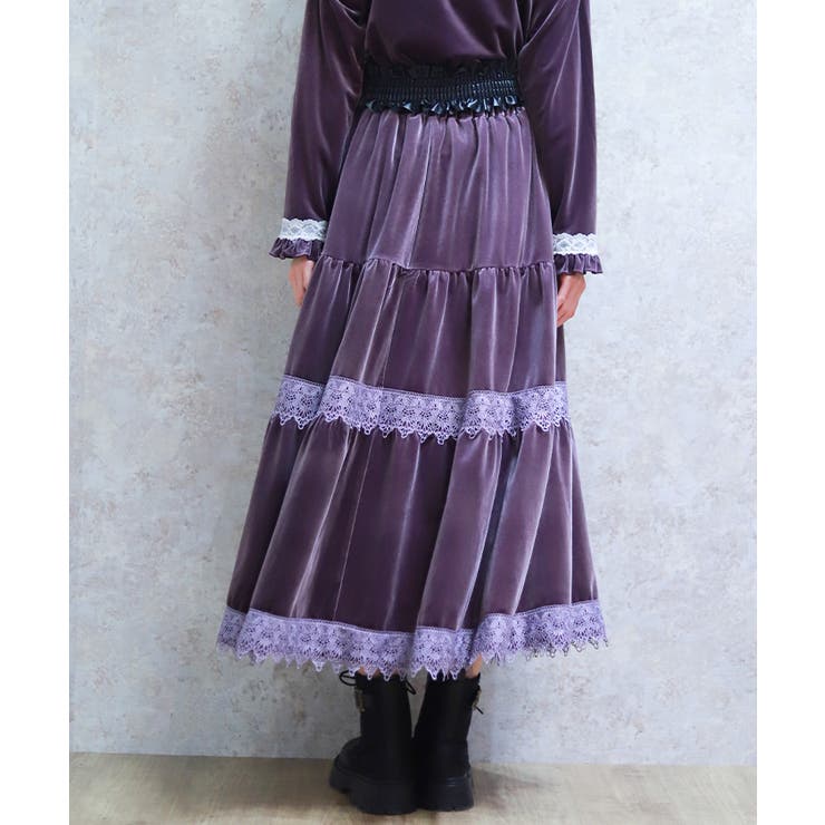 ベロアティアードロングＳＫ | axes femme | 詳細画像3 