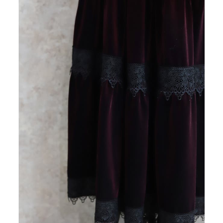 ベロアティアードロングＳＫ | axes femme | 詳細画像4 