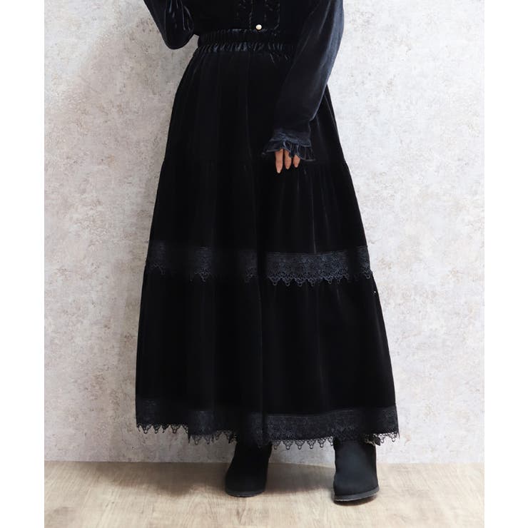 ベロアティアードロングＳＫ | axes femme | 詳細画像5 