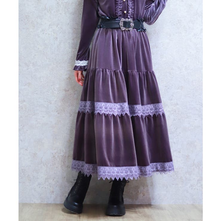 ベロアティアードロングＳＫ | axes femme | 詳細画像6 