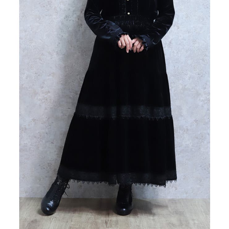 ベロアティアードロングＳＫ | axes femme | 詳細画像7 