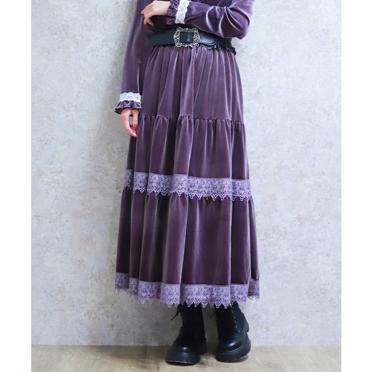 ラベンダー | ベロアティアードロングＳＫ | axes femme