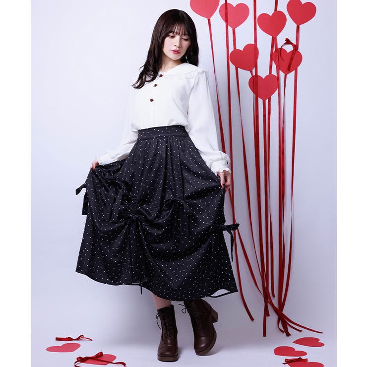 黒 | リボン×タック×ドロストスカート | axes femme