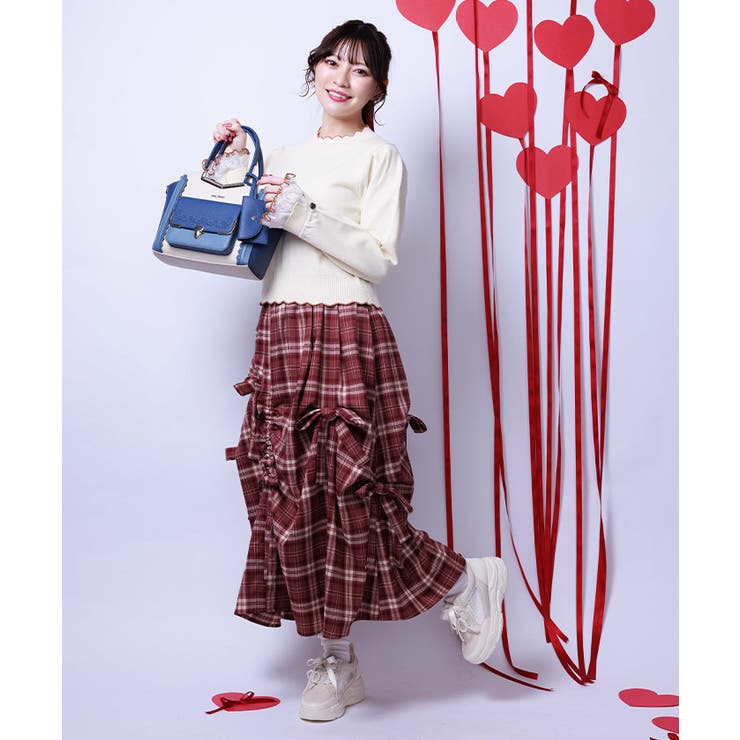 ピンク | リボン×タック×ドロストスカート | axes femme