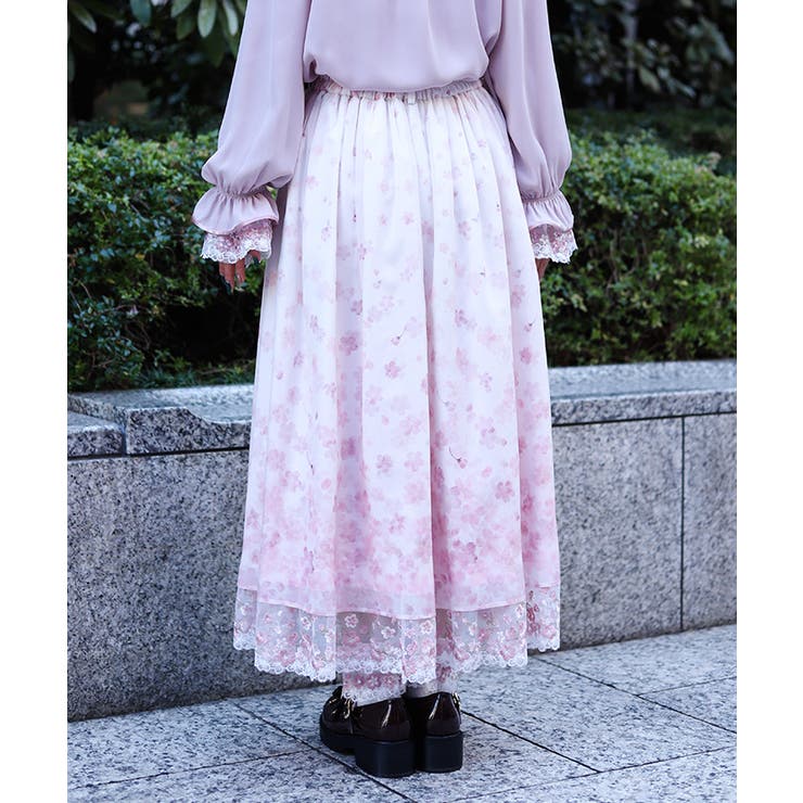 桜レース×桜柄スカート | axes femme | 詳細画像3 