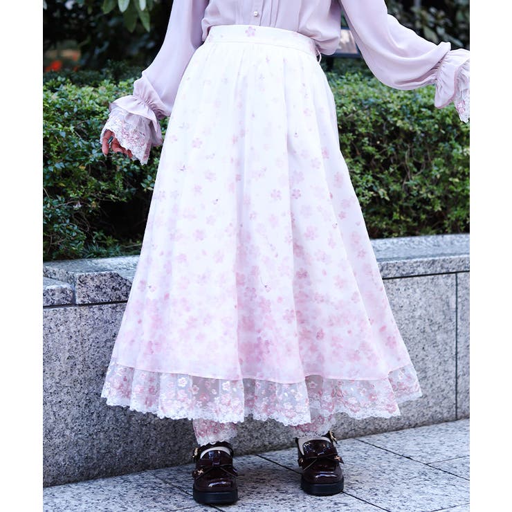 桜レース×桜柄スカート | axes femme | 詳細画像8 