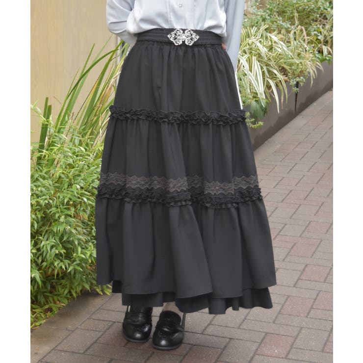 黒 | フリル切替ティアードスカート | axes femme